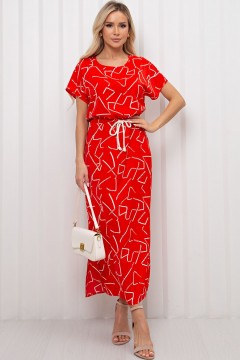 Платье длинное красное с разрезами Селена №5 Valentina